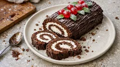 Nepečené vánoční poleno z sušenek: roláda s ricottou a kokosem hotová bez trouby