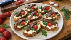 Crostini se stracciatellou a ančovičkami: rychlé pohoštění k vínu