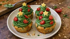 Slané muffinové stromečky se špenátovým krémem: efektní předkrm, který připravíte dopředu