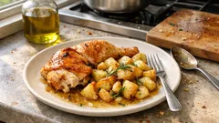 Kuře s bramborami na pánvi: voňavé jídlo z jednoho hrnce s rozmarýnem