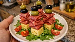 Salámové a sýrové stromečky na špejli: nepečené pohoštění hotové za pár minut