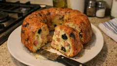 Slaná bábovka se sýrem, šunkou a olivami: vláčná a hotová skoro bez práce