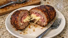 Polpettone v horkovzdušné fritéze: šťavnatá sekaná se šunkou a sýrem