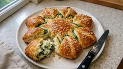 Slaná briošková hvězda s ricottou a špenátem: efektní pečivo pro hosty